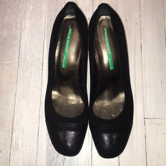 Moda Di Fausto Black Suede And Textured Pumps - Picture 2 of 8